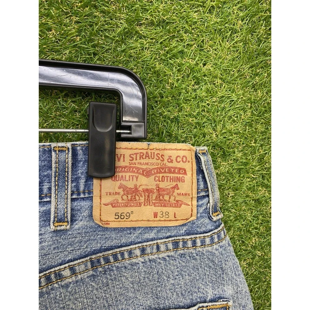 Levis 569 Jean Shorts Mens 38 Workwear Denim Relaxed Fit Wide Leg Work Skater
